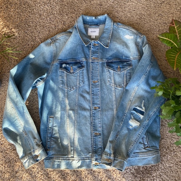 Old Navy Light Blue Washed/Ripped Jean Jacket - Picture 2 of 10